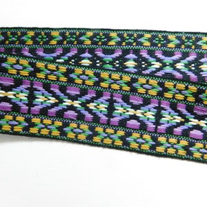 Vintage cotton Jacquard Ribbon Renaissance Fair Costume Trim~Geometric X pattern~Multi~Purple~1-5/8&quot;