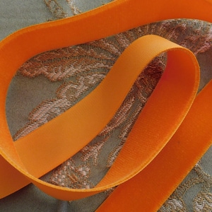 Luxurious Taffeta backed Vintage Imported velvet ribbon Bright orange 7/8" wide Made in Western Germany