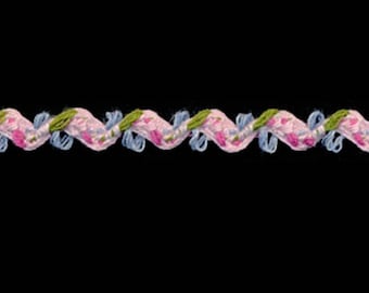 Vintage ric rac trim~doll trim~craft trim~PINK multi~5/16&quot;
