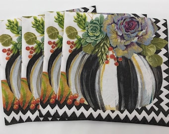 Mackenzie Childs Autumn Naturals Napkins, Retired Design (4 individual)