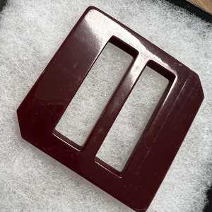 Large Vintage carved plastic casein buckle slide~BURGUNDY~2-7/16&quot;
