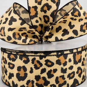 WIRE EDGE RIBBON~2.5&quot; Bold Satin Cheetah Print Ribbon~Craft ribbon