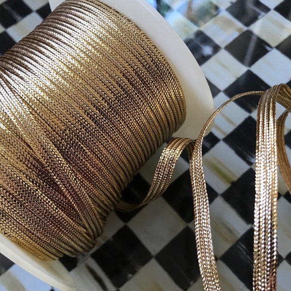 Wired Gold metallic middy flat cord trim~fancy embellishment trims~sparkly bright GOLD metallic~1/4"