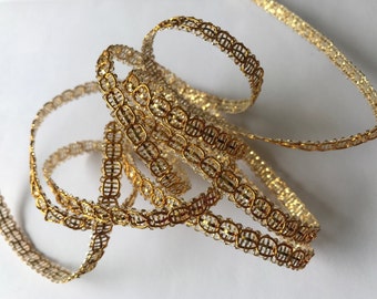 Gold metallic Gimp braid trim~fancy embellishment trims~sparkly bright GOLD metallic~1/4"