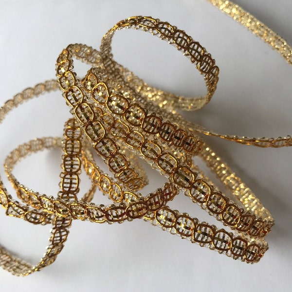 Gold metallic Gimp braid trim~fancy embellishment trims~sparkly bright GOLD metallic~1/4"