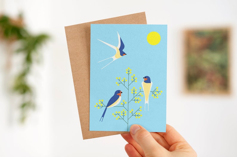 Card Swallows with envelope image 1