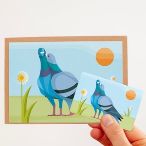 Postcard Pigeons (limited edition includes magnet)  | with envelope