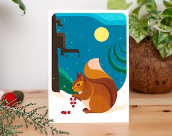 Christmascard Squirrel, set of 5 | with envelopes