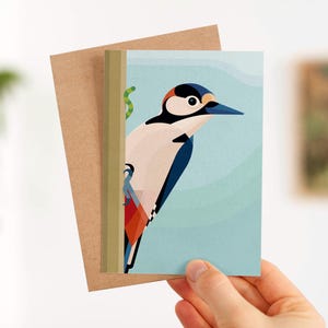 Postcard Great Spotted Woodpecker  | with envelope