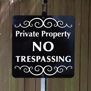 Private Property NO TRESPASSING Metal Yard Sign with attached yard stake. Free Shipping image 1