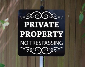 Metal Sign Private Property No Trespassing attached to sturdy metal yard stake best for home or business. The price includes free shipping