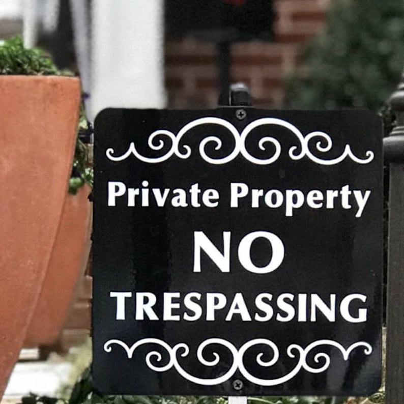 Private Property NO TRESPASSING Metal Yard Sign with attached yard stake. Free Shipping image 2