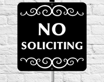 Polite No Soliciting Sign for Front Door | Modern House Sign with Yard Stake | Weatherproof Metal
