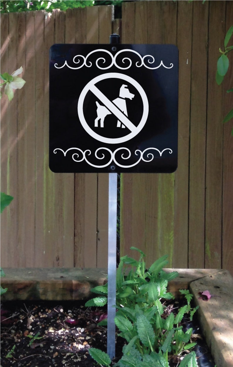 No Dogs Sign with Attached Yard Stake. Pet Sign, No Dogs on Lawn, Keep Dogs Off Property Sign, No Dogs Symbol, Lawn Sign image 1