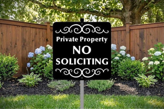 No Soliciting Sign: Private Property Aluminum Yard Stake