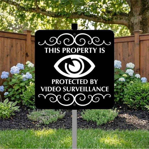 Video Surveillance Yard Sign: Property Security Deterrent, Aluminum ACM Stake