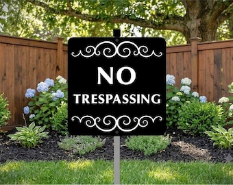 NO TRESPASSING Yard Sign with attached yard stake. Ships FREE