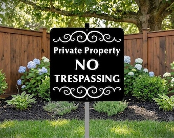 No Trespassing Sign: Private Property, Aluminum with Stake