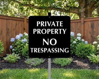 No Trespassing Sign with Stake: Aluminum Private Property Sign