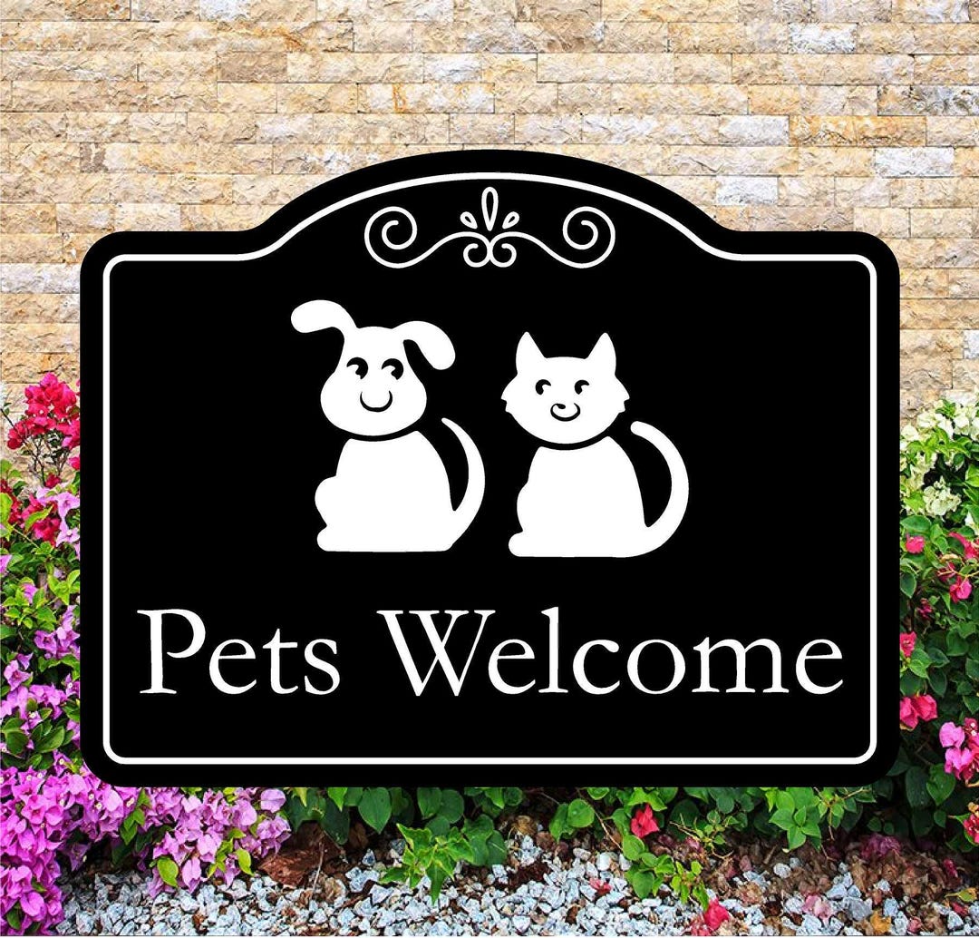 Pets Welcome Sign With Yard Stake - Etsy