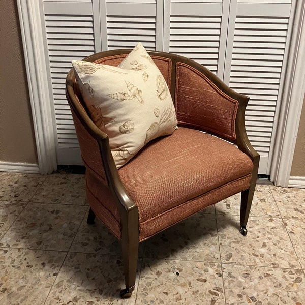 1950s Vintage Charlotte Chair Company Barrel Back Arm Chair Made in Charlotte, Michigan MCM *** Pick up in Fort Worth, Texas ~ No Shipping
