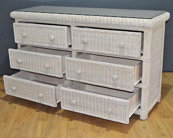 Stunning White Wicker long Dresser with 6 Drawers Style called Pavilion * Pick up Only in Ft Worth, Texas
