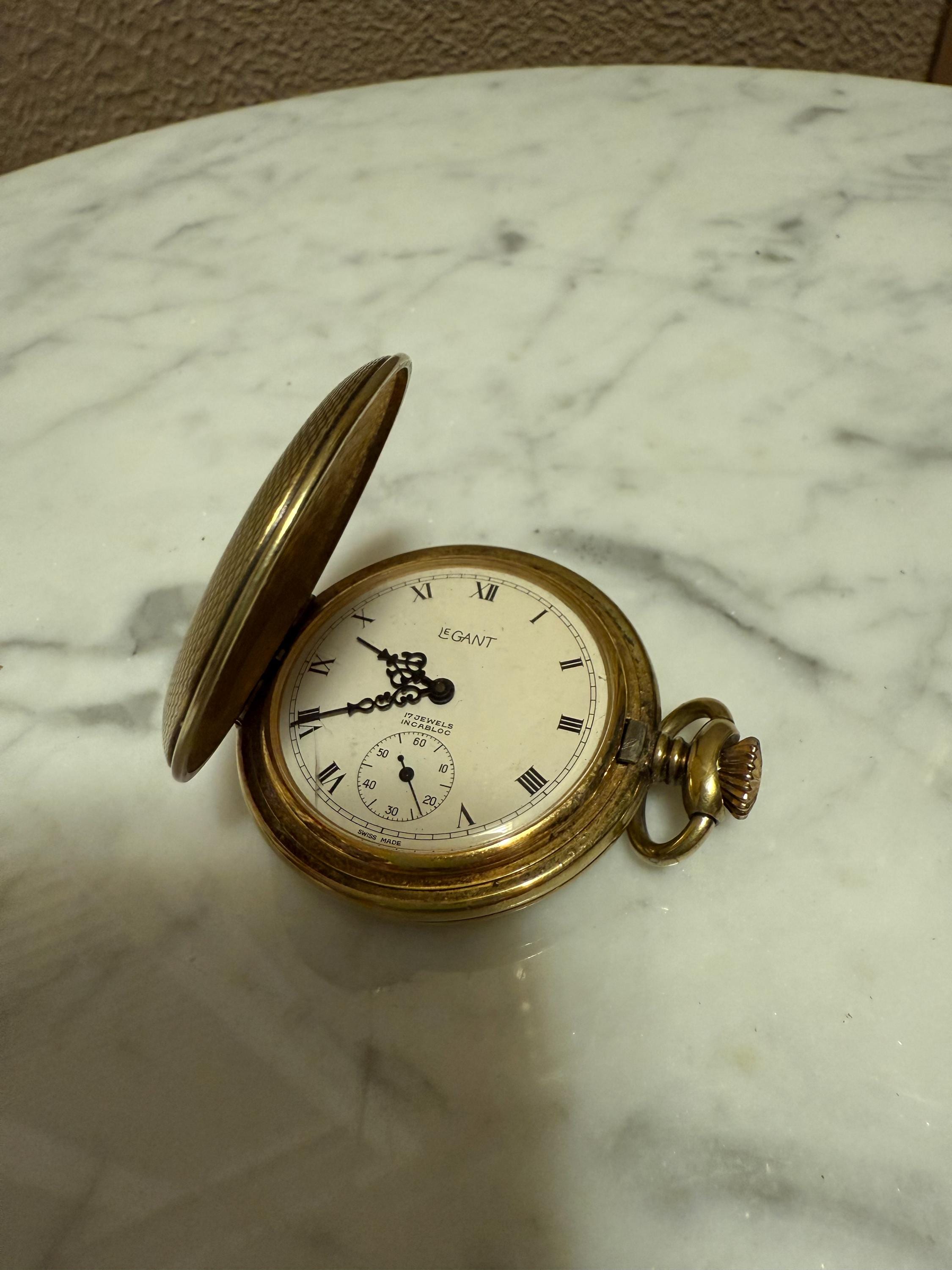 Vintage Le Gant Pocket Watch 17 Rubis Incabloc Swiss Made