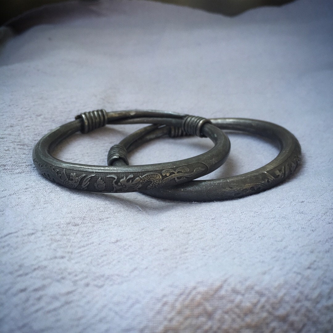 Antique HILL TRIBE Silver Bangles