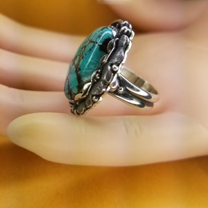 Bohemian Style 925 Sterling Silver Hubei Turquoise Ring image 8