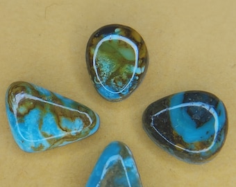 Stabilized Hubei Mixed  lot of 4 Turquoise Cabochon Cabs