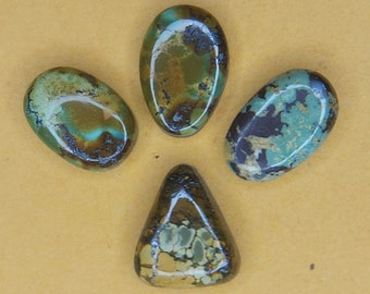 Stabilized Hubei Mixed  lot of 4 Turquoise Cabochon Cabs