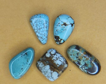 Stabilized Hubei Mixed  lot of 5 Turquoise Cabochon Cabs