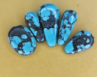 Stabilized Hubei Mixed  lot of 5 Turquoise Cabochon Cabs