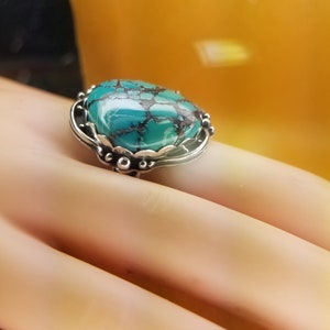 Bohemian Style 925 Sterling Silver Hubei Turquoise Ring image 5