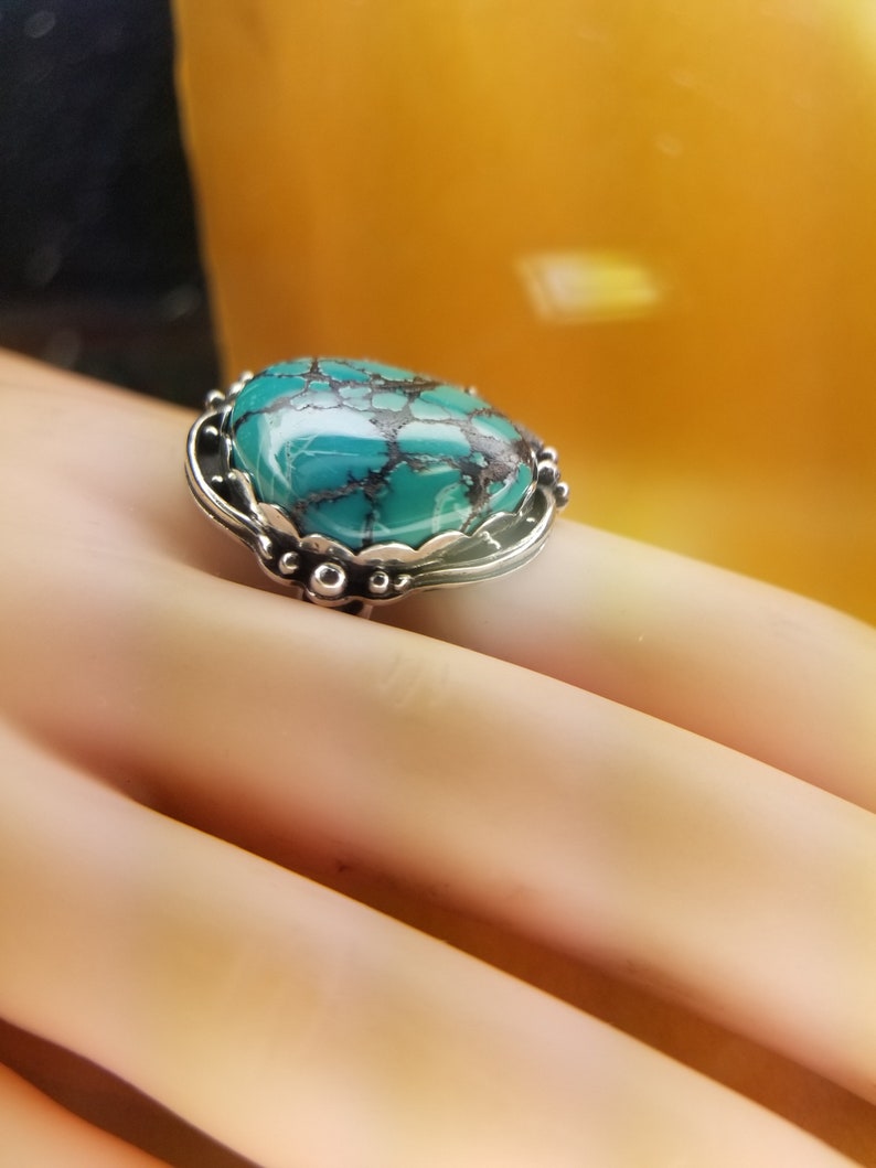 Bohemian Style 925 Sterling Silver Hubei Turquoise Ring image 5