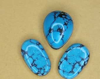 Natural Hubei Mixed  lot of 3 Turquoise Cabochons