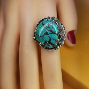 Bohemian Style 925 Sterling Silver Hubei Turquoise Ring image 7