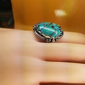 Bohemian Style 925 Sterling Silver Hubei Turquoise Ring image 4