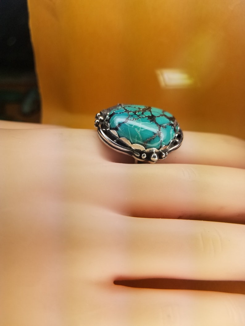 Bohemian Style 925 Sterling Silver Hubei Turquoise Ring image 4