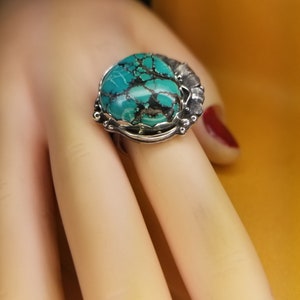 Bohemian Style 925 Sterling Silver Hubei Turquoise Ring image 6