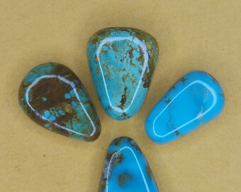 Stabilized Hubei Mixed  lot of 4 Turquoise Cabochon Cabs