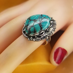 Bohemian Style 925 Sterling Silver Hubei Turquoise Ring image 1