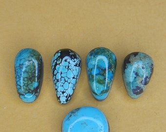 Stabilized Hubei Mountain Mixed  lot of  5 Turquoise Mini Cabs