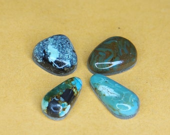 Stabilized Kingman Mixed  lot of 4 Turquoise Cabochon Cabs