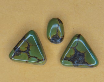 Stabilized Hubei Mixed  lot of 3 Turquoise Cabochon Cabs