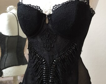 Black corset with pearls ,