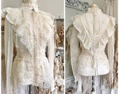 Victorian lace shirt, distressed trim and corset back