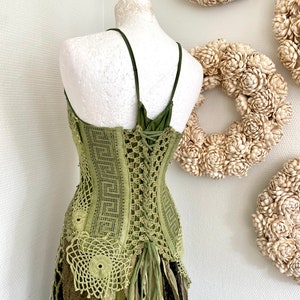 Green Boho wedding dress forest colors, bridal dress image 5