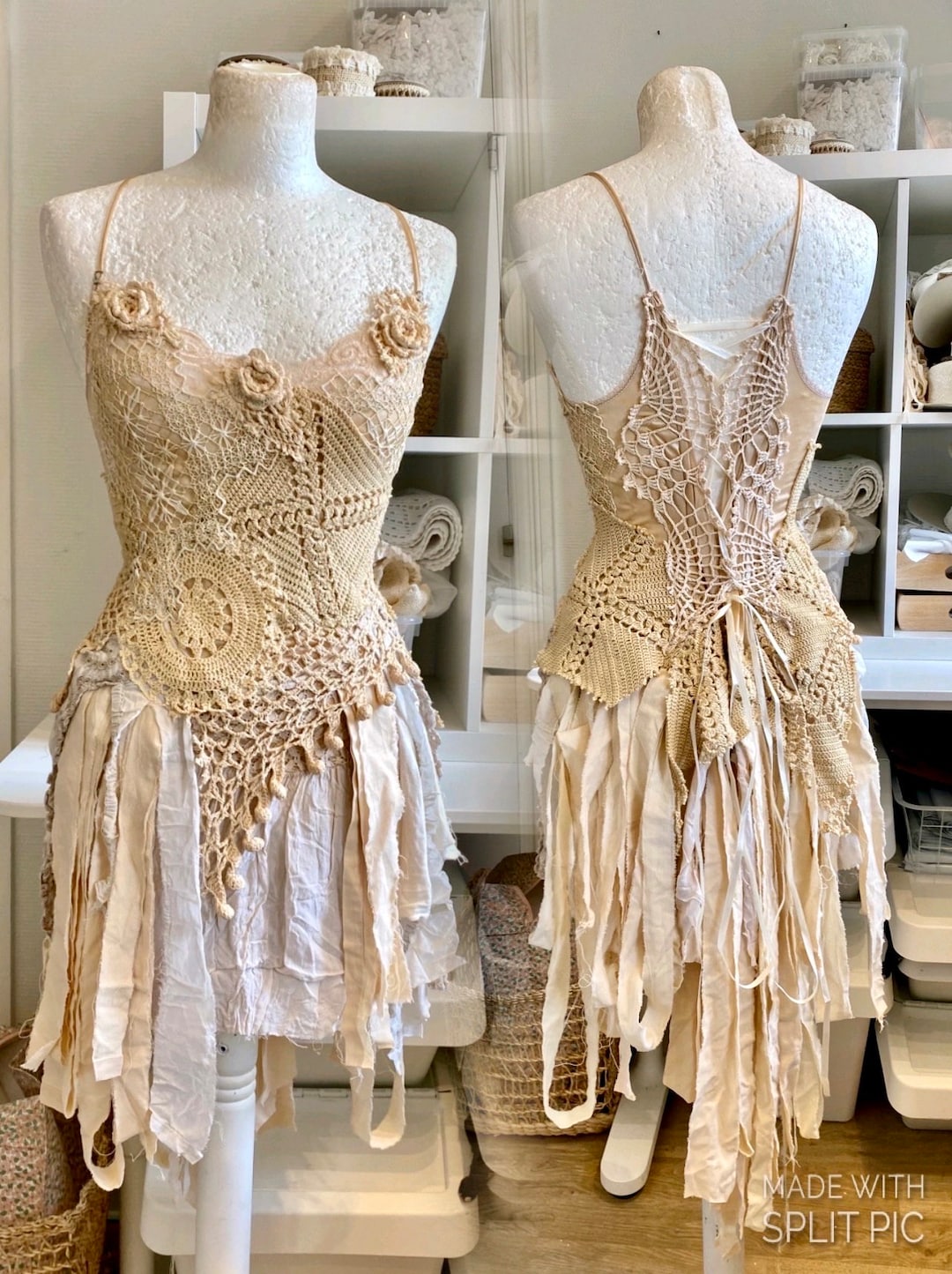 Bohemian Ragged Top , Antique Dollies and Lace Raw Rags - Etsy Australia