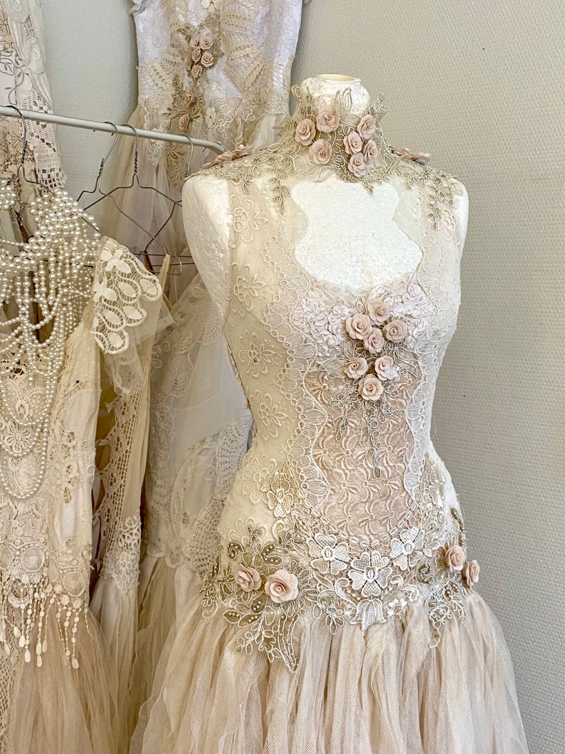 Boho wedding dress ,bridal gown rose,beach wedding dress image 5